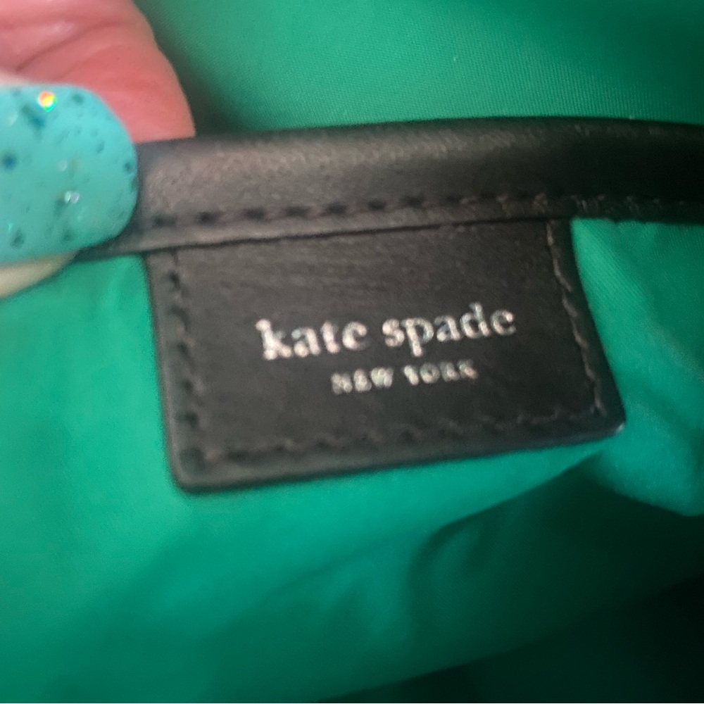 Kate Spade Fabric & Leather Trim Choux Puffy Satchel Crossbody Green NWOT - Picture 9 of 16